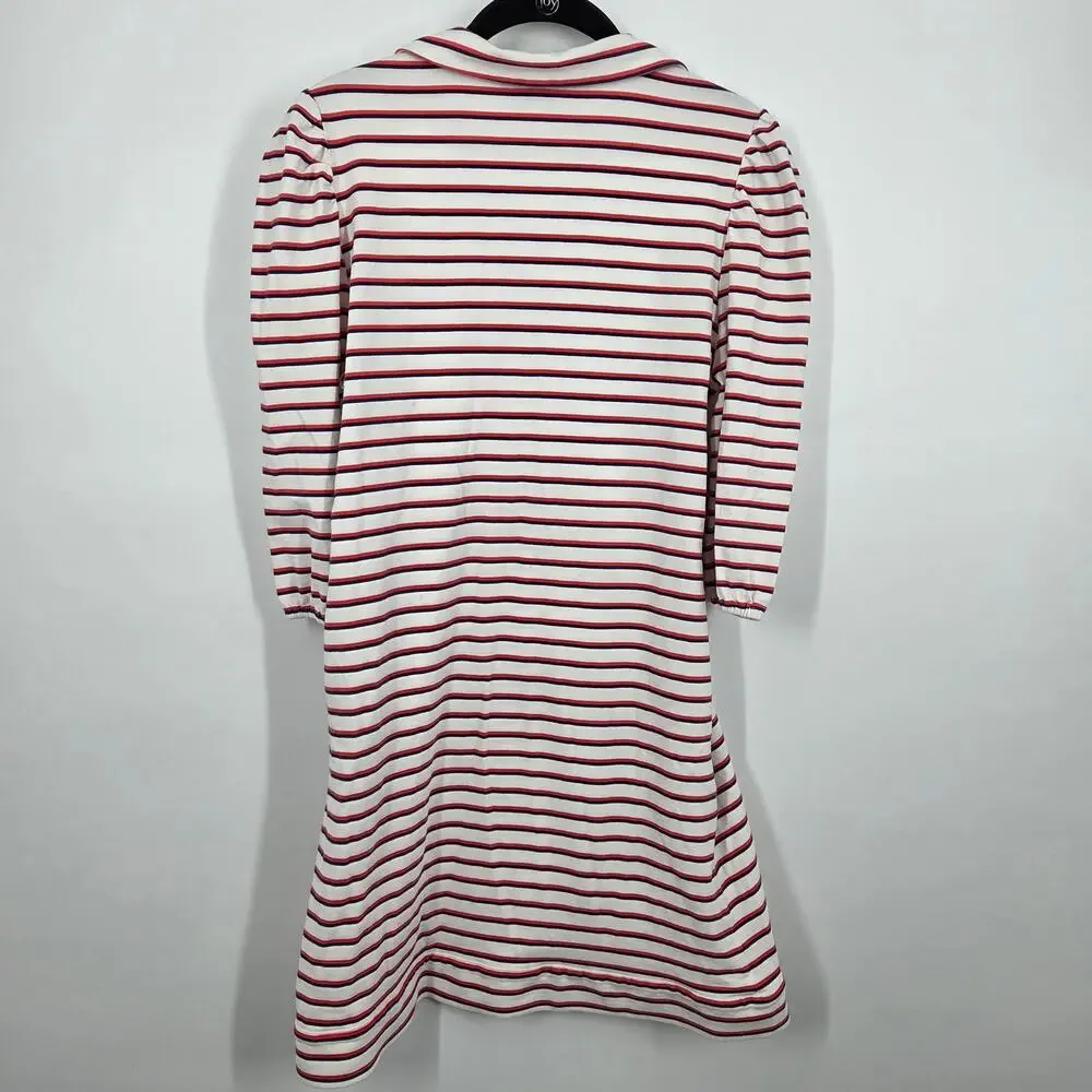 BURU women SZ S Red Blue White Striped Cotton 3/4 Sleeve Career Casual Dress - Picture 6 of 7